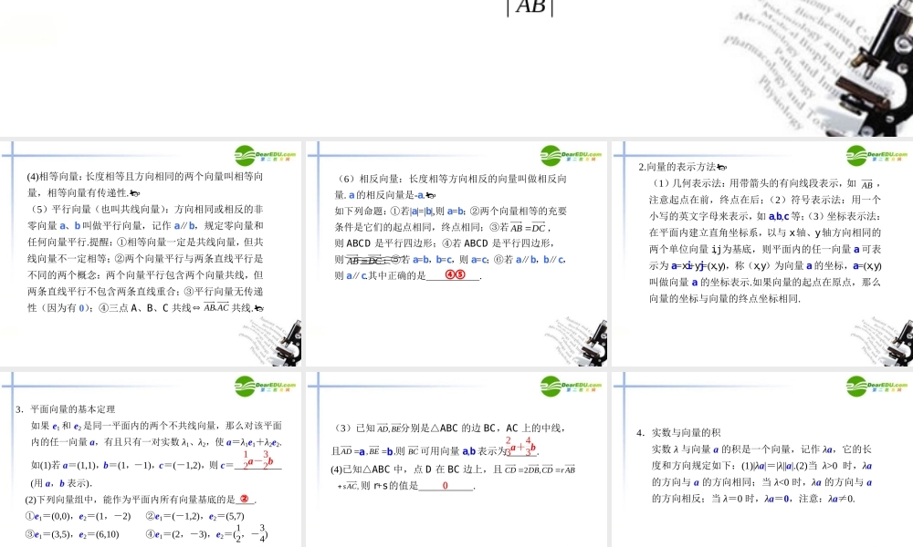 江苏专用高考数学二轮复习 第4讲平面向量课件 理 苏教版 课件
