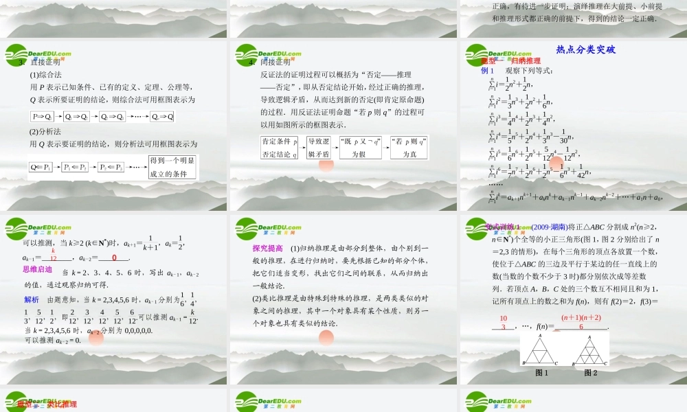 江苏专用高考数学二轮复习 专题三第3讲推理与证明课件 理 苏教版 课件