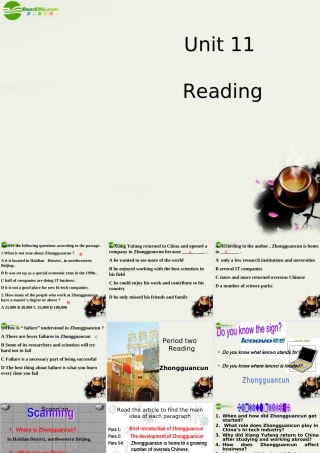 高二英语 Unit 11 Reading Zhongguancun 课件 大纲人教版 课件