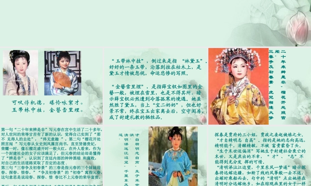 高一语文(金陵十二钗)课件 新人教版 课件