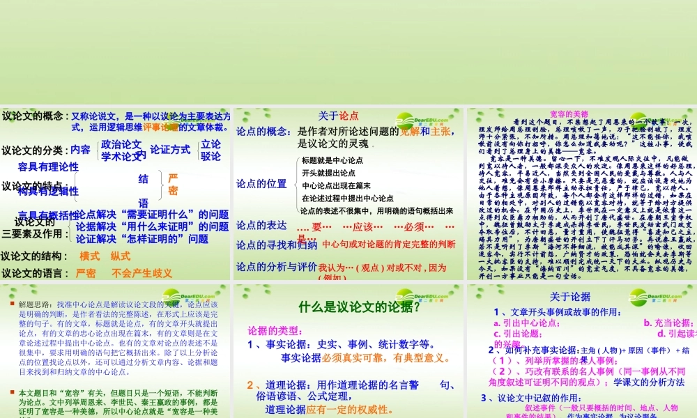 高中语文 议论文的复习课件 新人教版 课件
