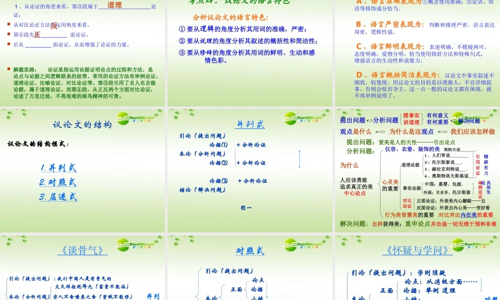 高中语文 议论文的复习课件 新人教版 课件