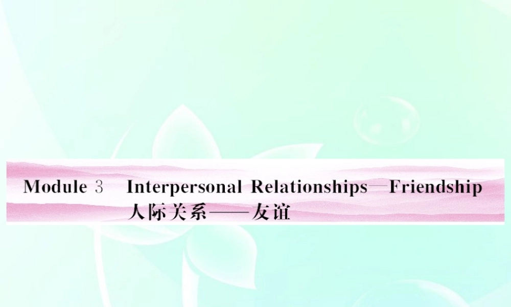 高考英语 Module 3　Interpersonal Relationships—Friendship课件 外研版选修6 课件