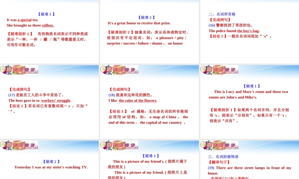 福建省高考英语一轮总复习 part2 第2讲 名词课件 新人教版 课件