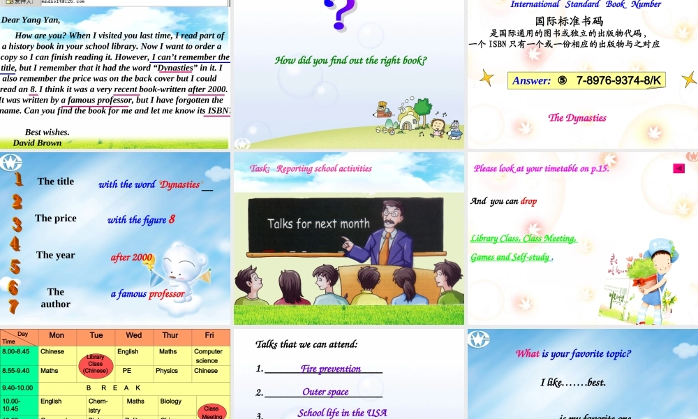 高中英语必修1 module1 unit1 school life task课件