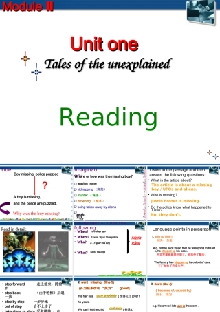高中英语 unit1(Tales of the unexplained-reading)课件 牛津译林版必修2 课件