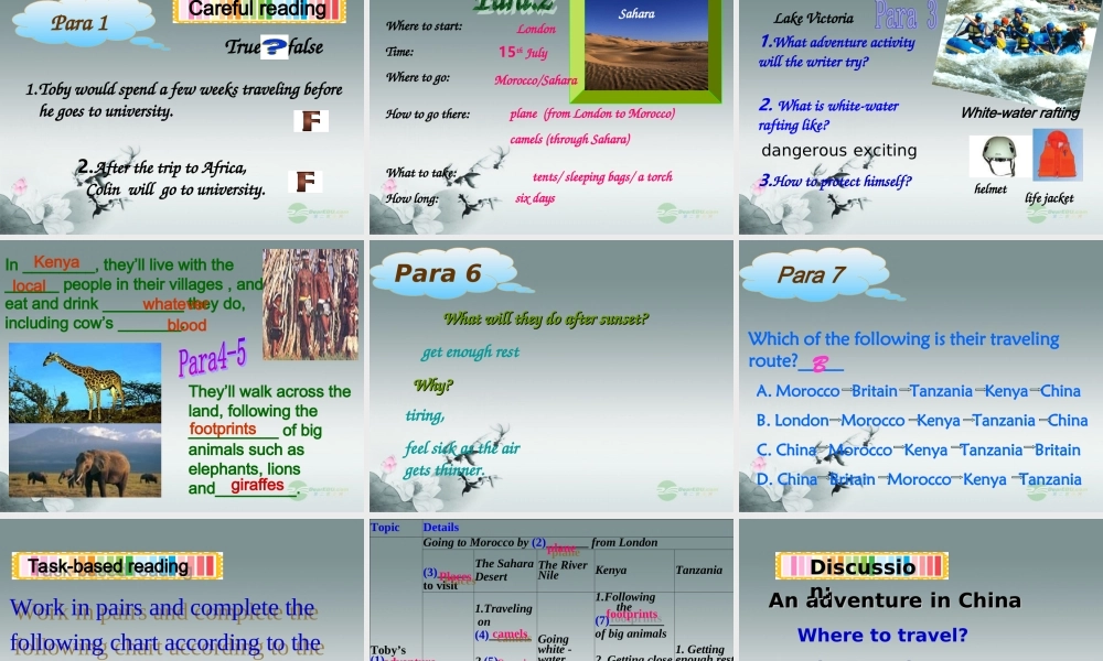 高中英语 Unit2 Wish you Were here Reading 1精品课件 牛津译林版必修2 课件