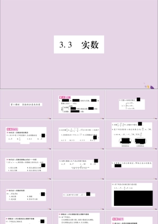 秋八年级数学上册 第3章 实数 3.3 实数 第1课时 实数的分类及性质习题课件 (新版)湘教版 课件