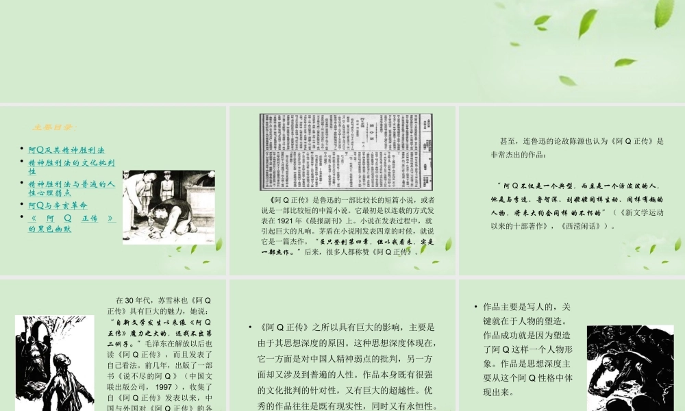 高中语文 阿Q正传(节选) 课件 粤教版必修4 课件