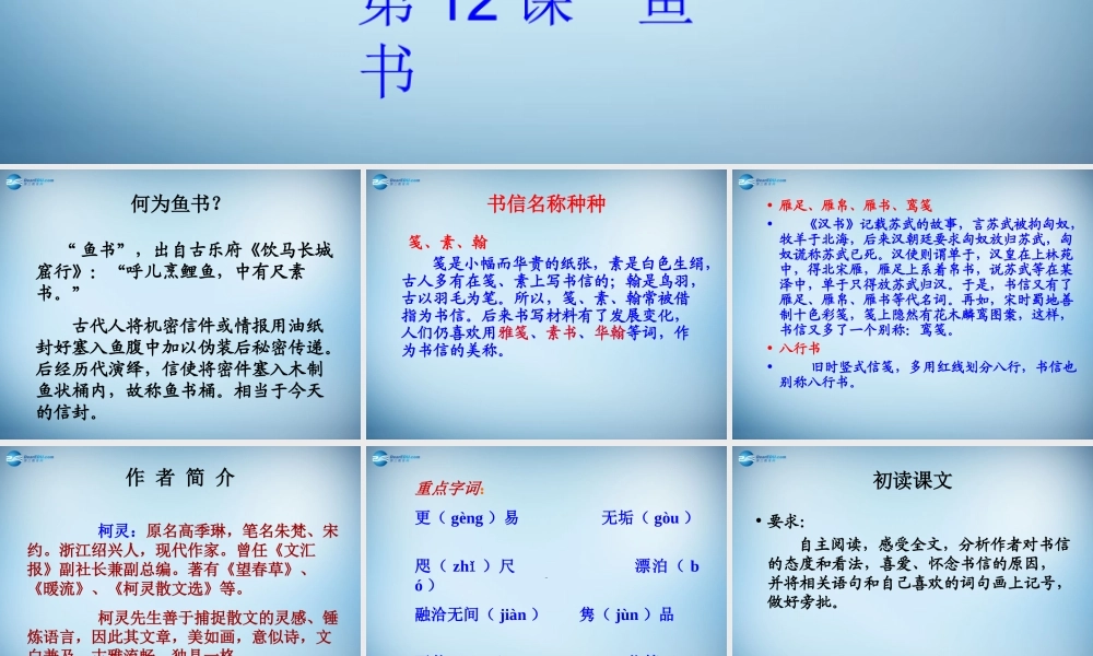 高中语文 第12课(鱼书)课件 粤教版必修2 课件