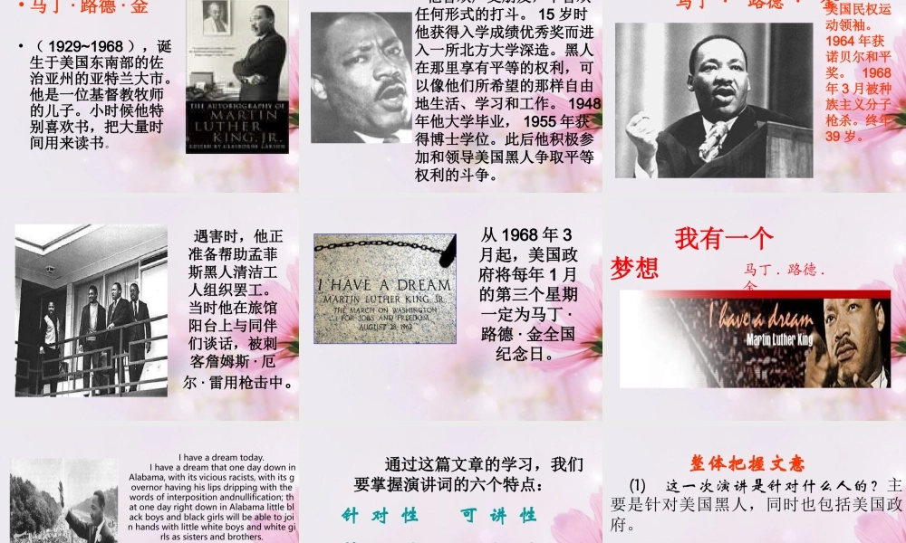 高中语文 我有一个梦想课件1 新人教版必修2 课件