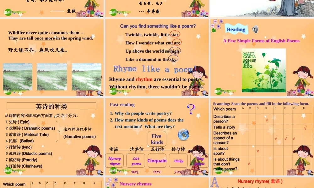 高中英语：unit 2 poem课件人教版选修6 课件