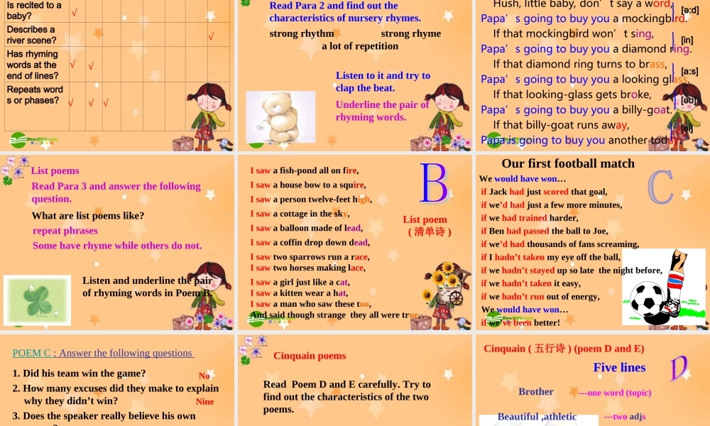 高中英语：unit 2 poem课件人教版选修6 课件