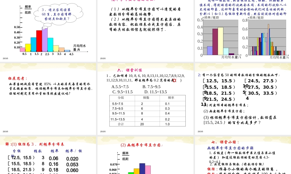 高中数学(用样本频率分布估计总体分布(1))课件2 新人教B版必修3 课件