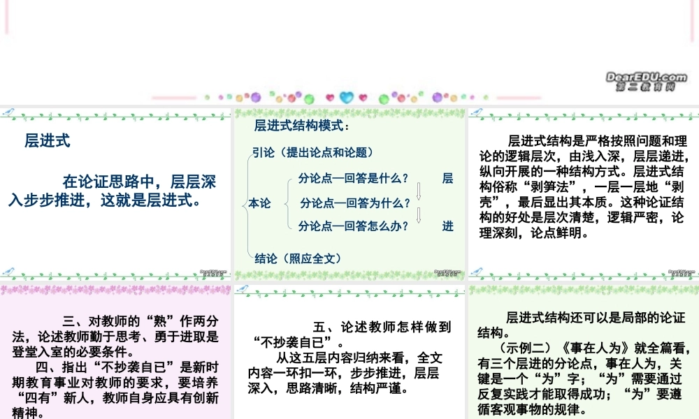 议论文文体结构技法 层进式 素材