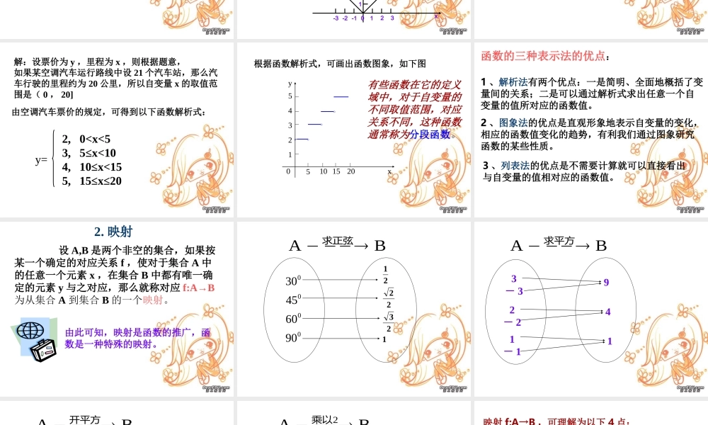 高一数学函数的表示法课件 新课标 人教版A 课件