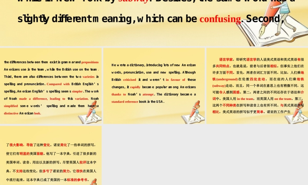 英语 Module 1 British and American English单元小结课件 外研版必修5 课件