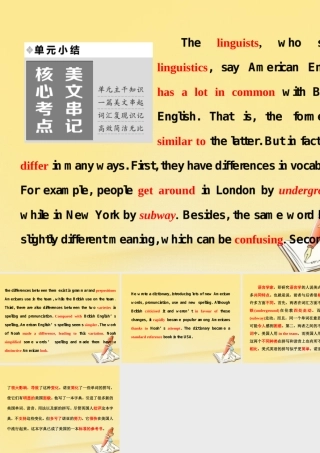 英语 Module 1 British and American English单元小结课件 外研版必修5 课件