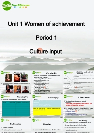 高中英语：women of achievement课件 人教版必修4 课件