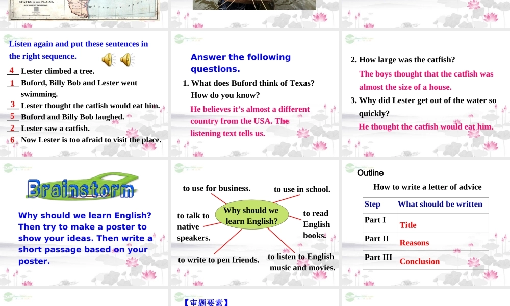 浙江省安吉县高一英语(Unit 2 English around the world)using language 课件2 课件