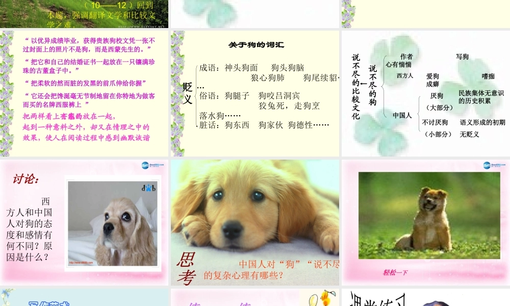 高中语文 第13课(说不尽的狗)课件 粤教版必修2 课件