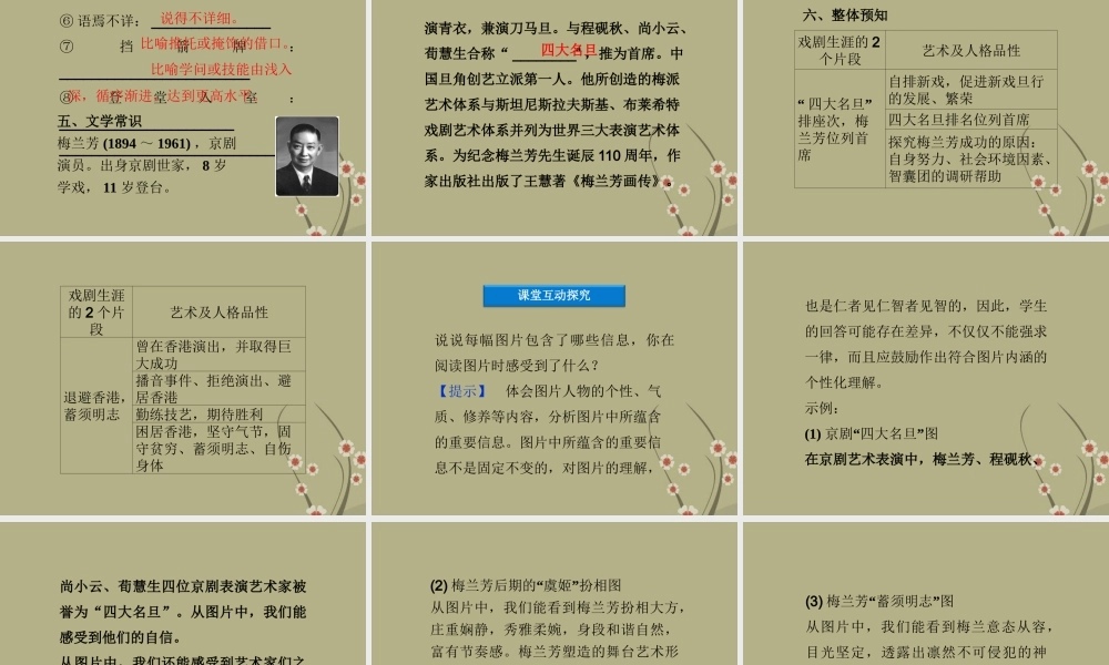 高中语文 专题四梅兰芳画传课件 苏教版选修(传记选读) 课件