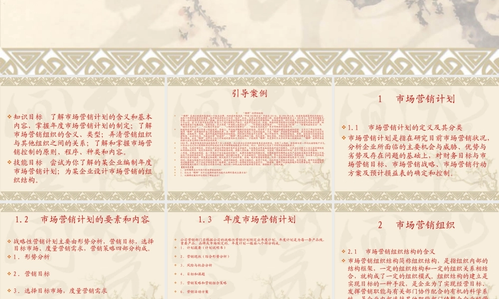 市场营销计划、组织与控制