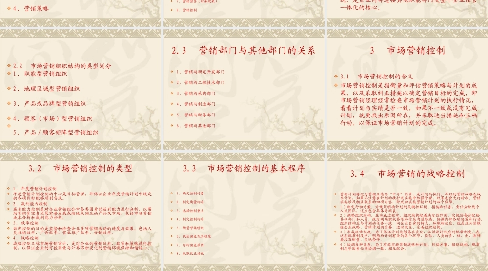 市场营销计划、组织与控制