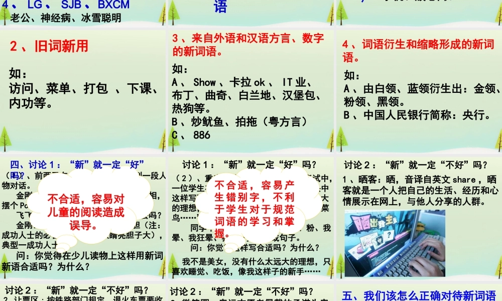 高中语文梳理探究新词新语与流行文化课件新人教版必修1 课件