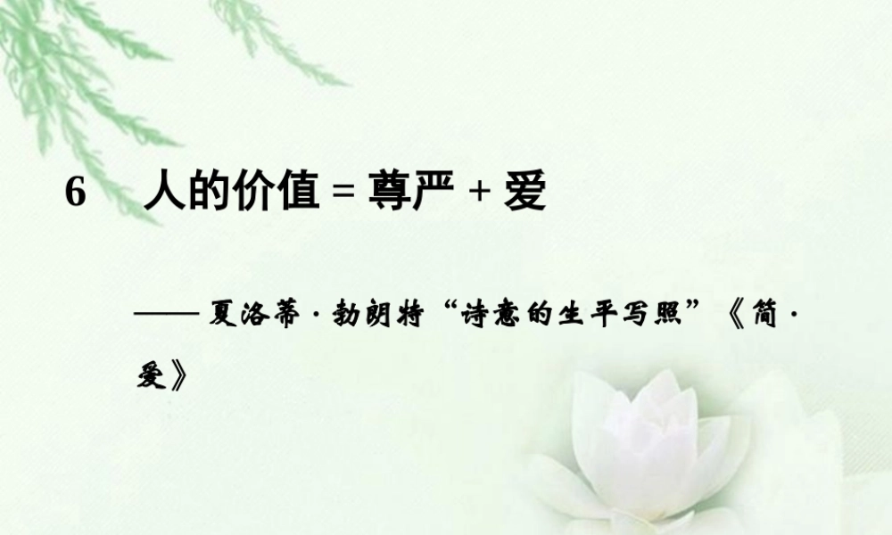 高中语文二轮复习 243 人的价值=尊严爱(6)课件(新课标) 课件