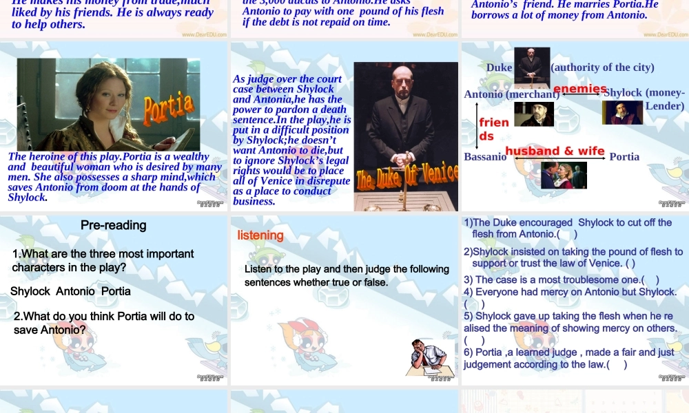 浙江地区高二第19单元the merchant of venice reading 人教版 课件