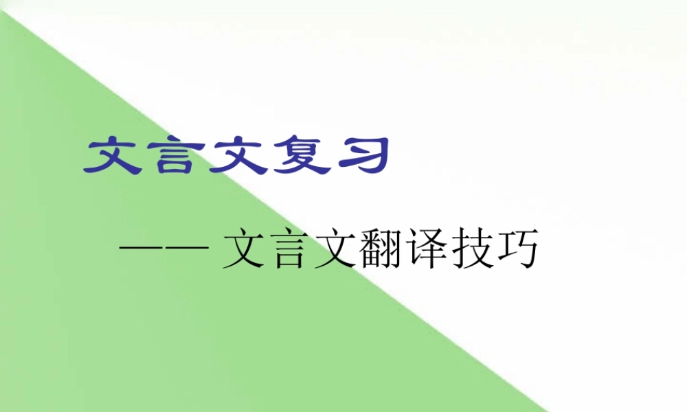 高三语文文言文翻译技巧 课件