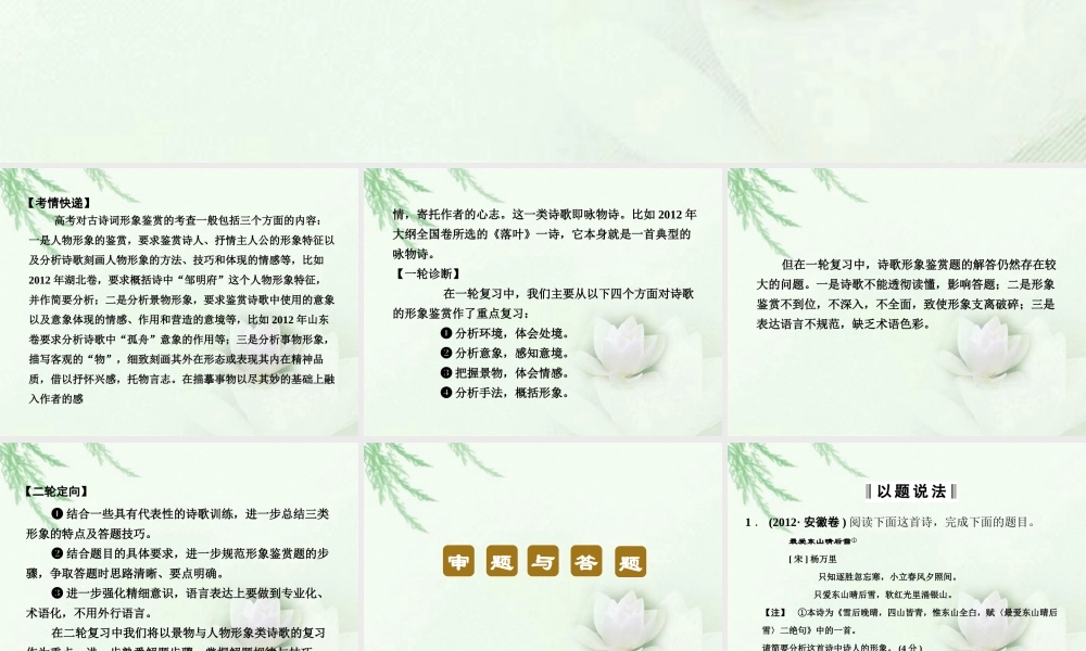 高中语文二轮复习 131 形象鉴赏课件(新课标) 课件