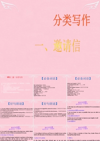 高三英语二轮复习 第二篇 分类写作1 邀请信课件