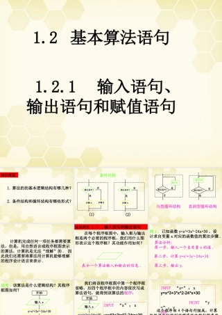 高中数学 121 输入、输出和赋值语句课件 新人教B版必修3 课件