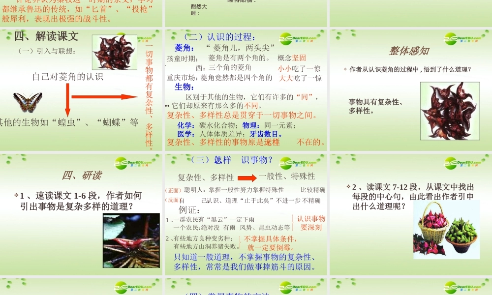 高中语文 第三单元第10课菱角的喜剧课件 粤教版必修2 课件