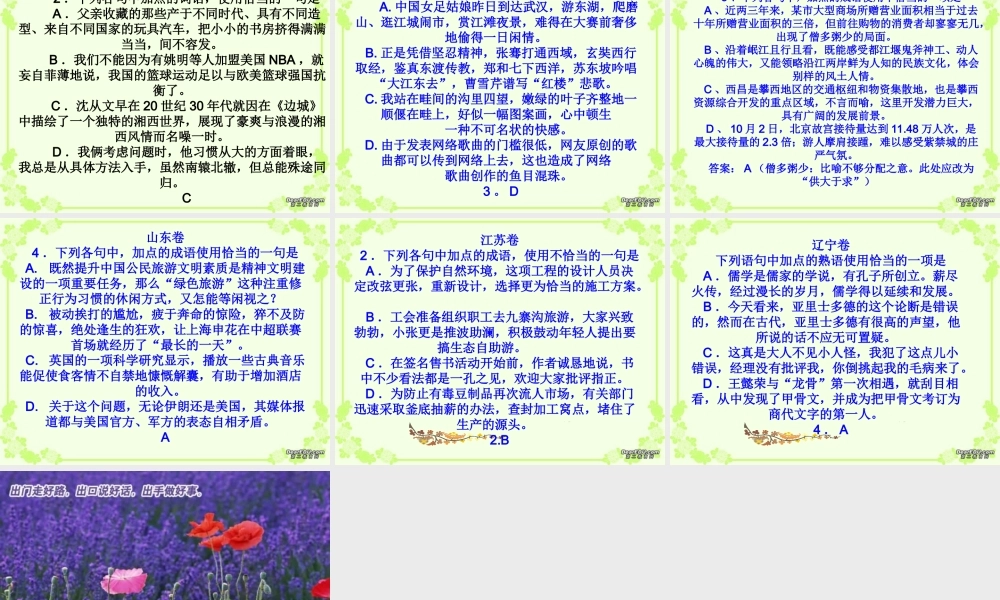 高考全国各地语文试卷成语题汇编课件