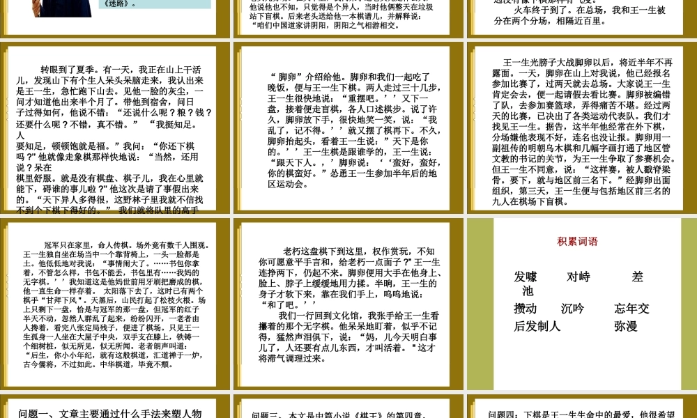 高中语文(棋王)课件 粤教版必修4 课件