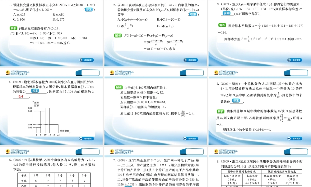 高三数学第一轮复习(高考教练)考点85 统计、正态分布与线性回归(理科)课件