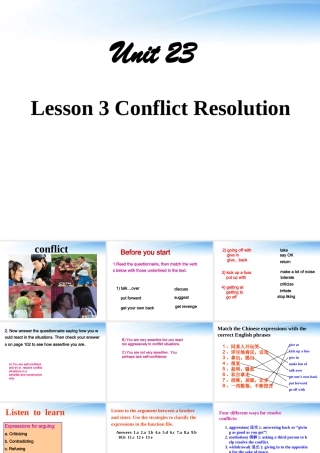 高中英语 Unit 23 Conflict Lesson 3 Conflict Resolution 课件2 北师大版选修8 课件