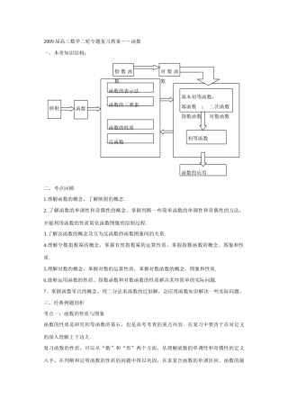 高三数学二轮专题复习教案 届高三数学第二轮复习教案与课件：函数 届高三数学第二轮复习教案与课件：函数