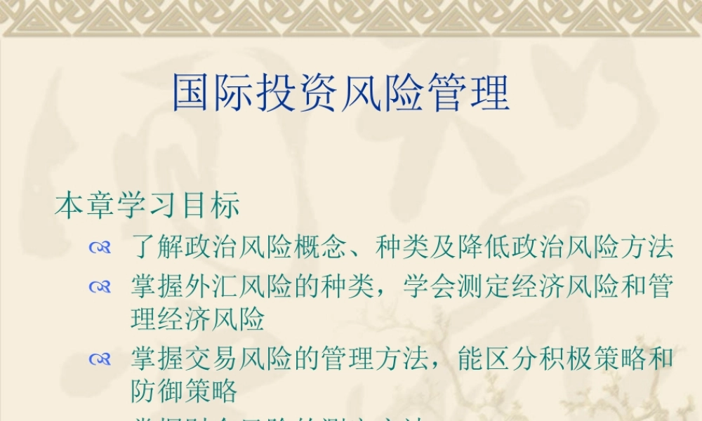 国际投资风险管理