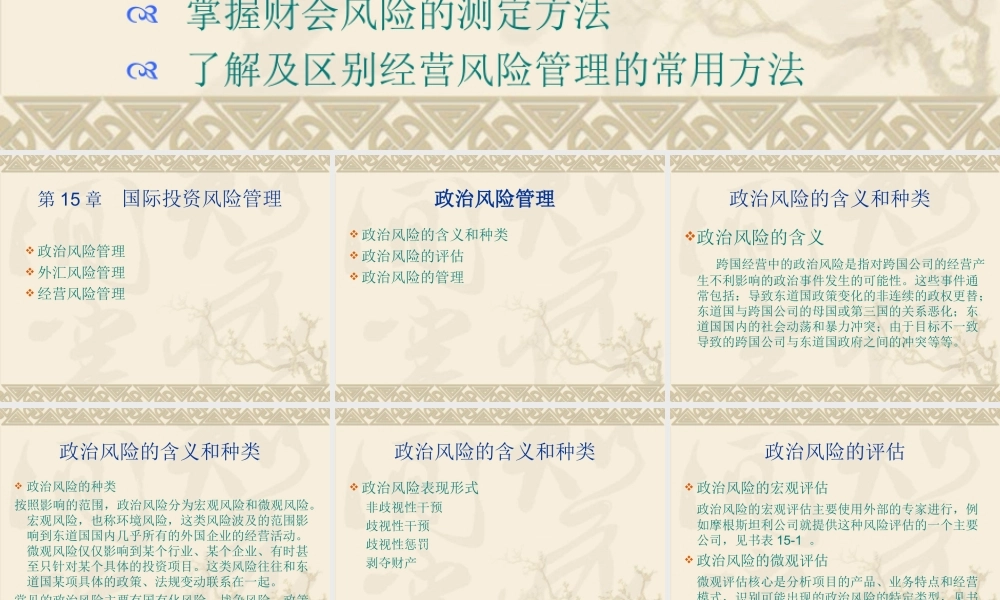 国际投资风险管理