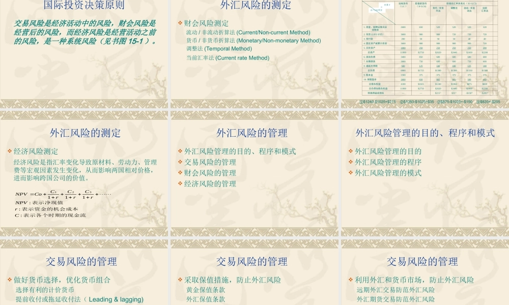 国际投资风险管理