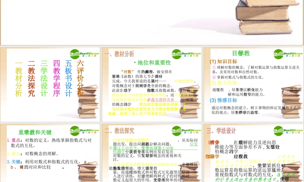 高中数学：对数的概念-说课及讲课课件新人教A版必修1 课件