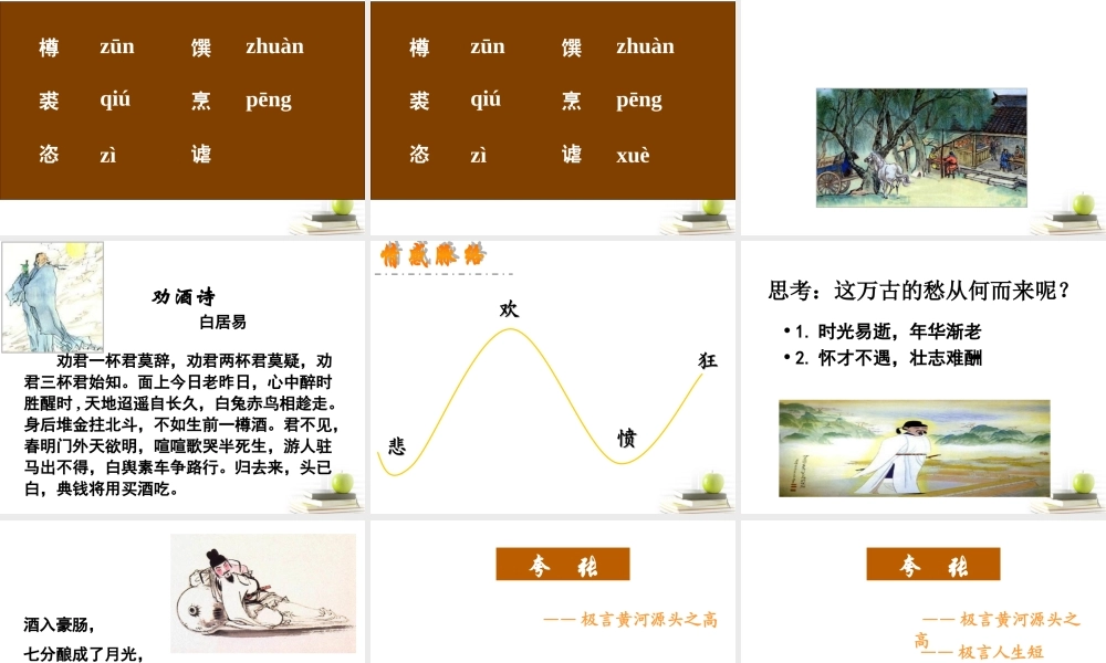 高中语文 第三单元(将进酒)课件 新人教版选修(中国古代诗歌散文欣赏) 课件