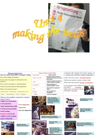 高二英语Unit4 Making the news[原创]新课标 课件