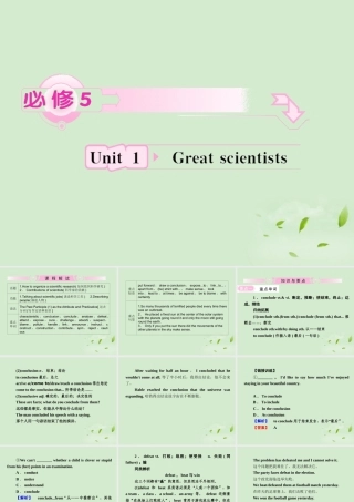 高考英语 Unit1知识与要点课件 新人教版必修5 课件