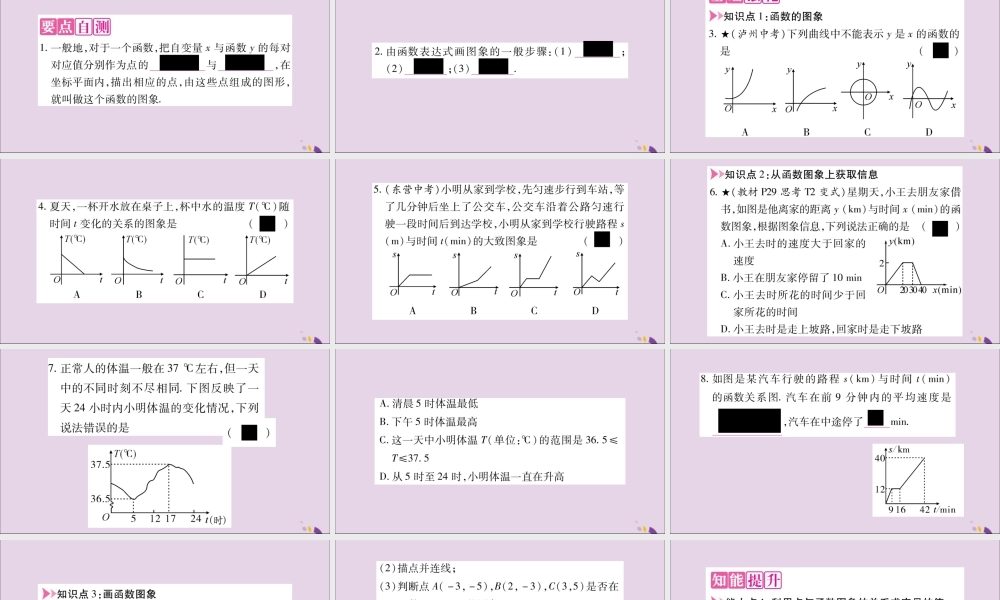 秋八年级数学上册 第12章 一次函数 12.1 函数 第3课时 函数的表示方法—图象法习题课件 (新版)沪科版 课件