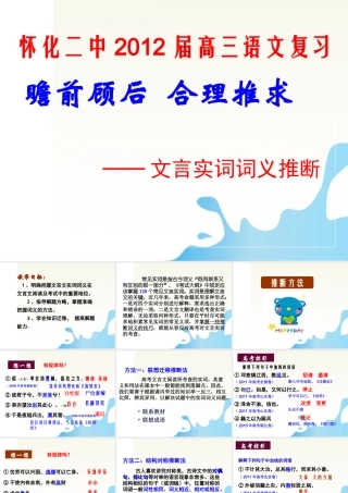 湖南省怀化二中高三语文复习讲义 文言实词词义推断技巧课件